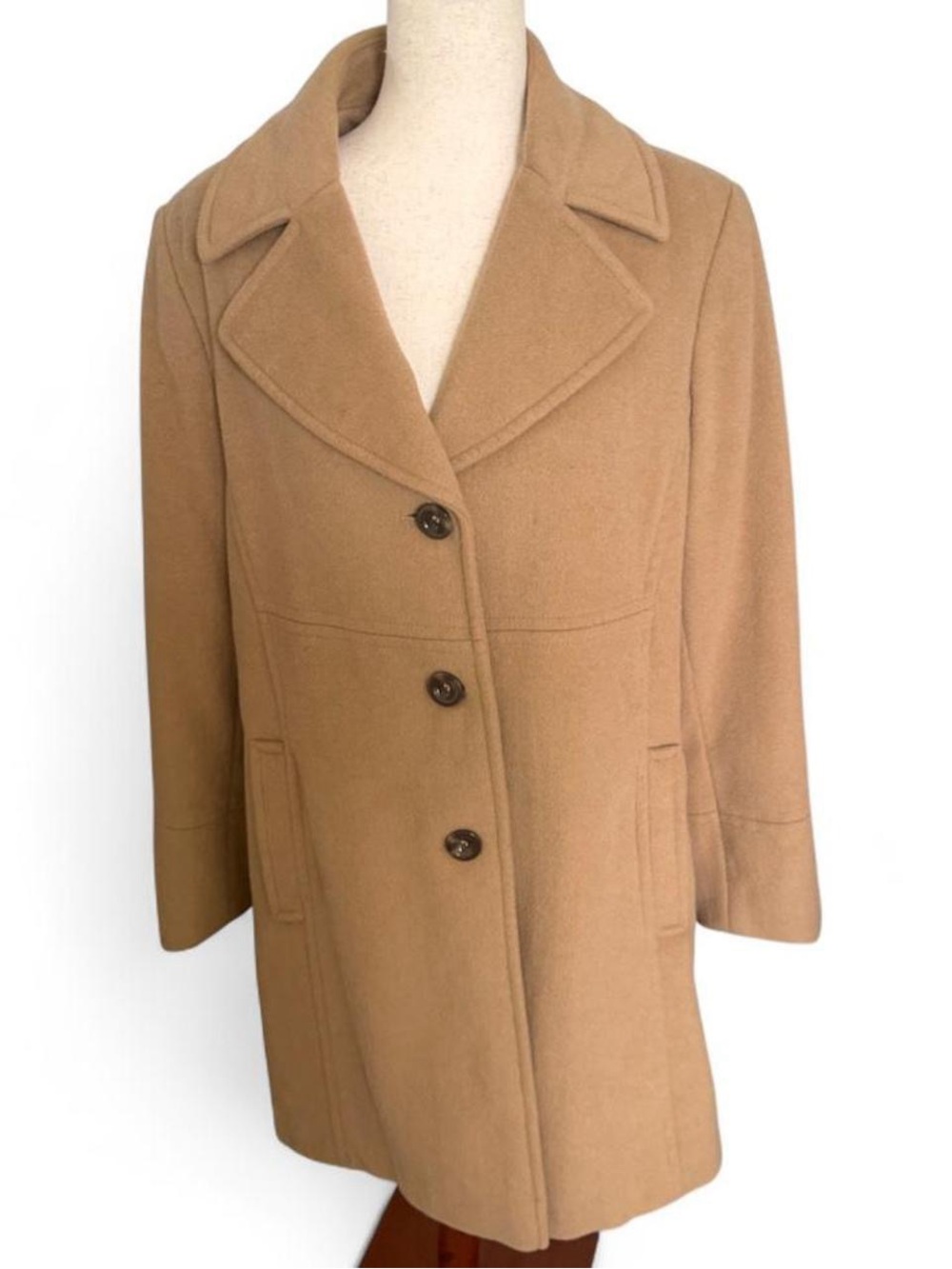 Vintage 90s Camel Tan Wool Blend Walker Long Coat Rory Gilmore Size 14 Preppy